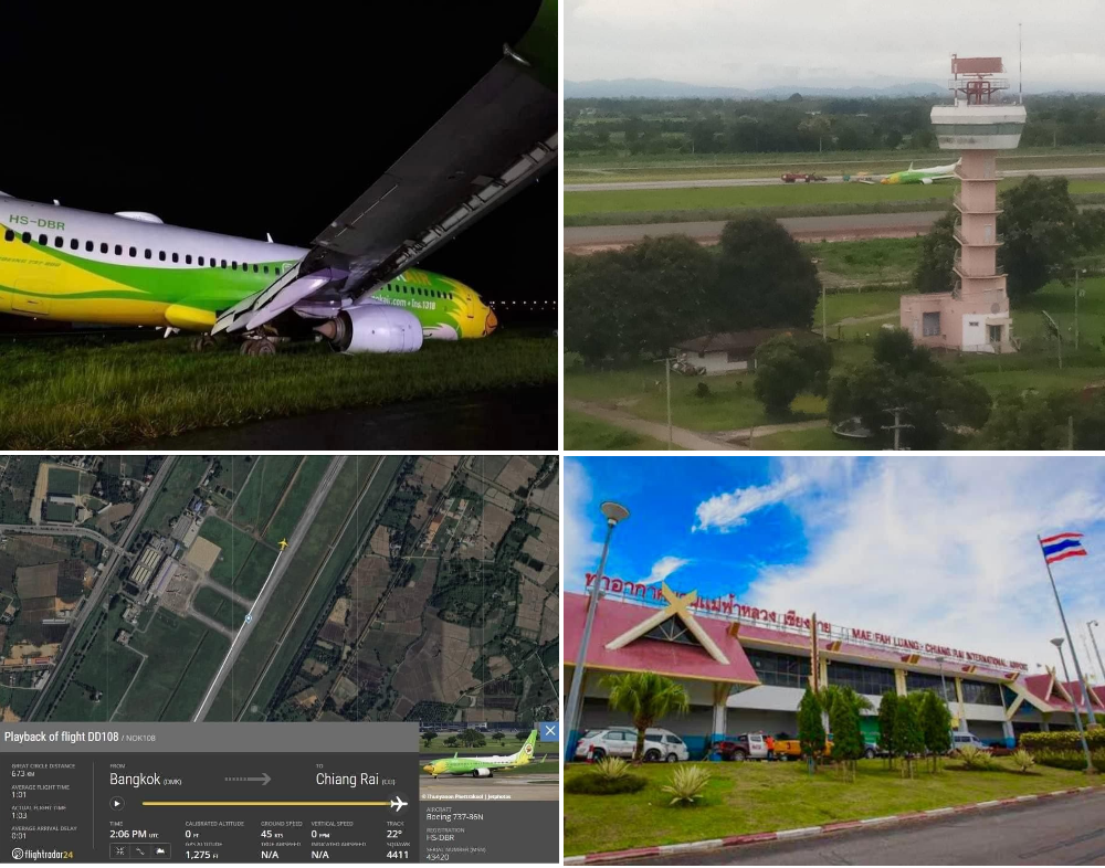 Nok Air Boeing skids off runway in Chiang Rai,