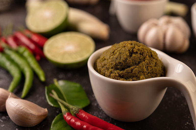 making Green Thai Curry Paste