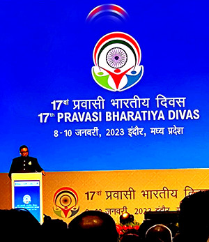 Chief Guest Dr Mohamed Irfaan Ali, Guyana President addressing the 17th PBD at Indore | 9 January 2023